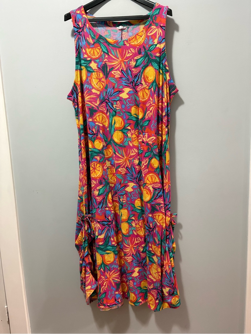 Kaktus tropical citrus print plus size maxi dress